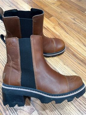 Sorel women black heels boots size 10.5
